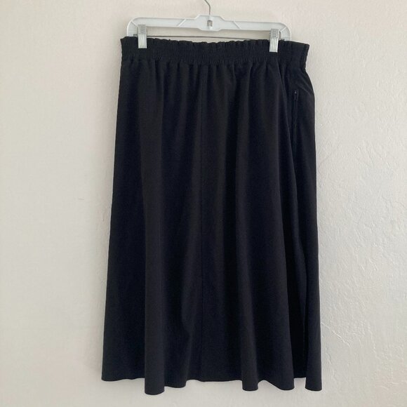 Athleta Savannah Skirt Black Midi Travel Walking Exercise Minimalist Size Large - Picture 2 of 11